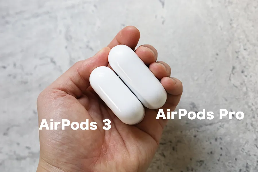 AirPods ProとAirPods 3の比較サイズ