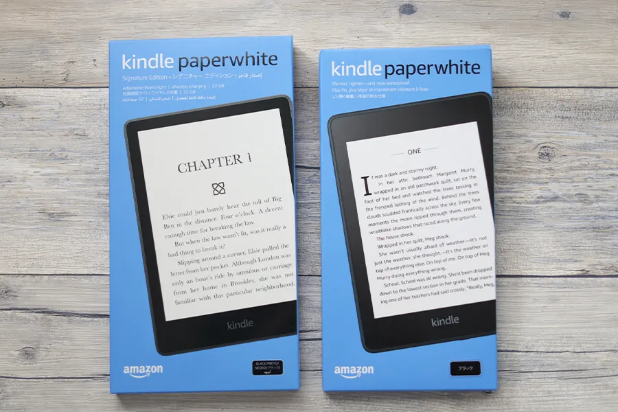 Kindle Paperwhiteのシグニチャーエディション第11世代と第10世代の外箱