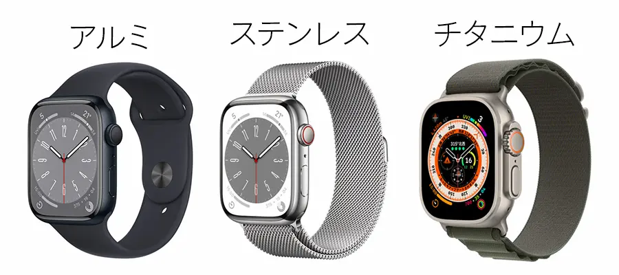 Apple Watchアルミ・ステンレス・チタニウム