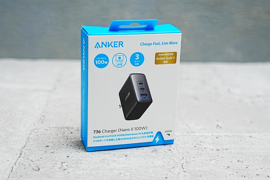 Anker 736 charger（Nano Ⅱ 100W）のパッケージ表